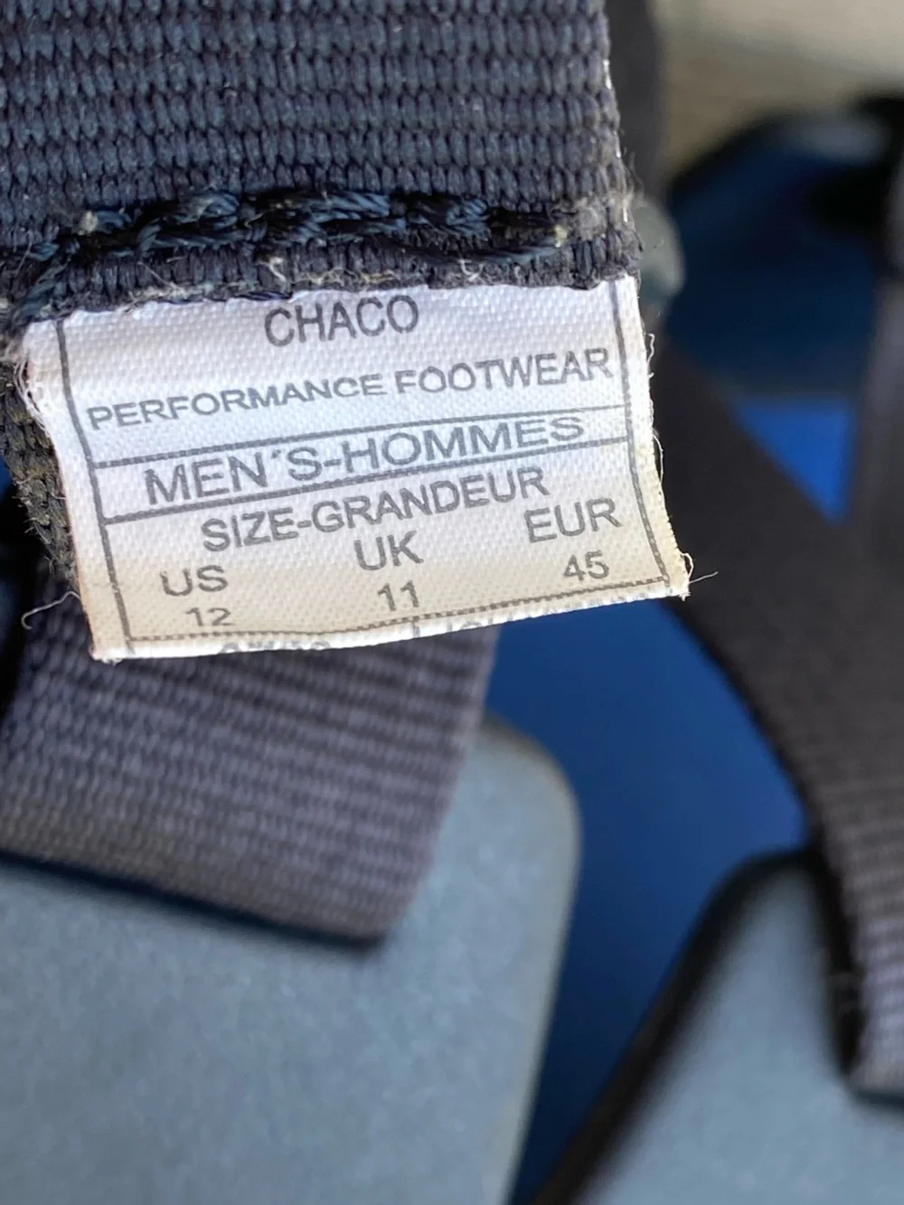 Chaco Chillos Slide Sandals Size 12 Active Blue Black Z-Strap Slides